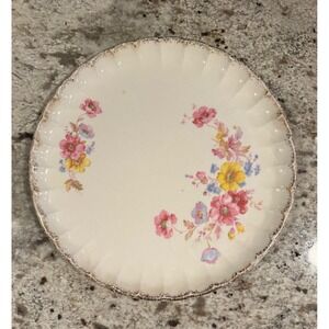 WS George Bolero Dinner Plate Vintage Floral Scalloped Fluted Gold Trim 10 inch